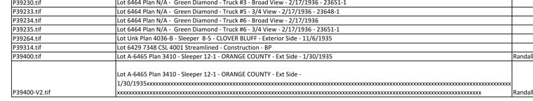 Photo log spreadsheet: one row ends in two lines of x characters used as a redaction mark