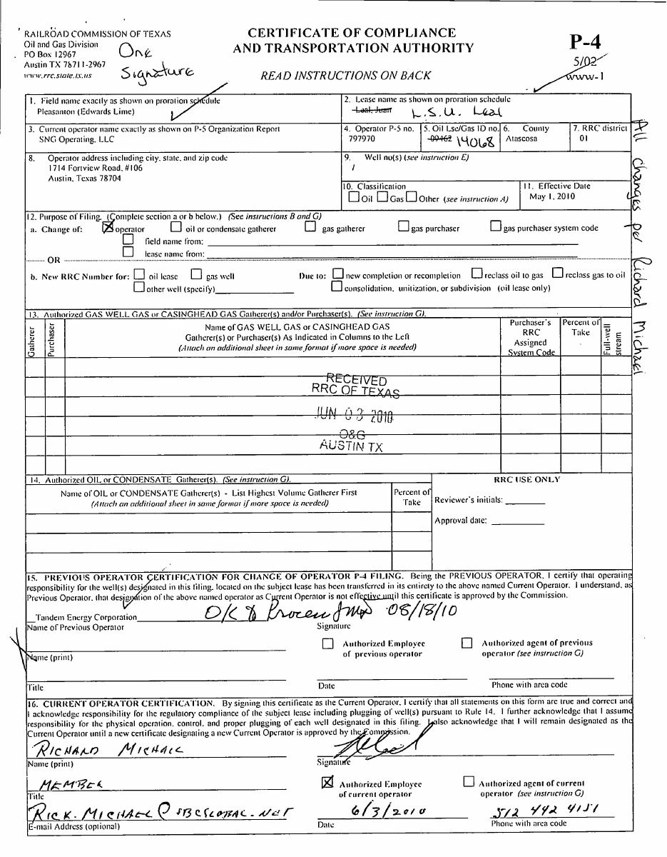 Texas P-4, page 1